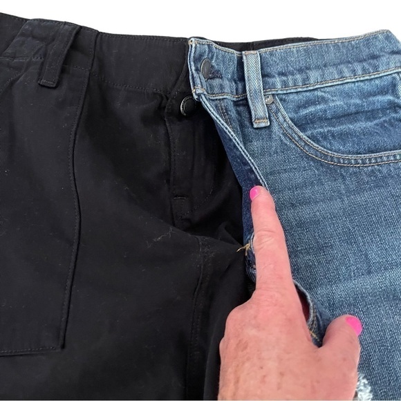 Hudson Jeans Skirt Denim and Twill Wraparound Blue Black Mini Jean Skirt Size 28 - Picture 10 of 16